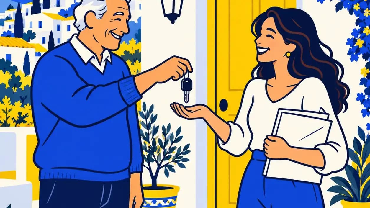 Un padre entrega las llaves del coche a su hija delante de casa