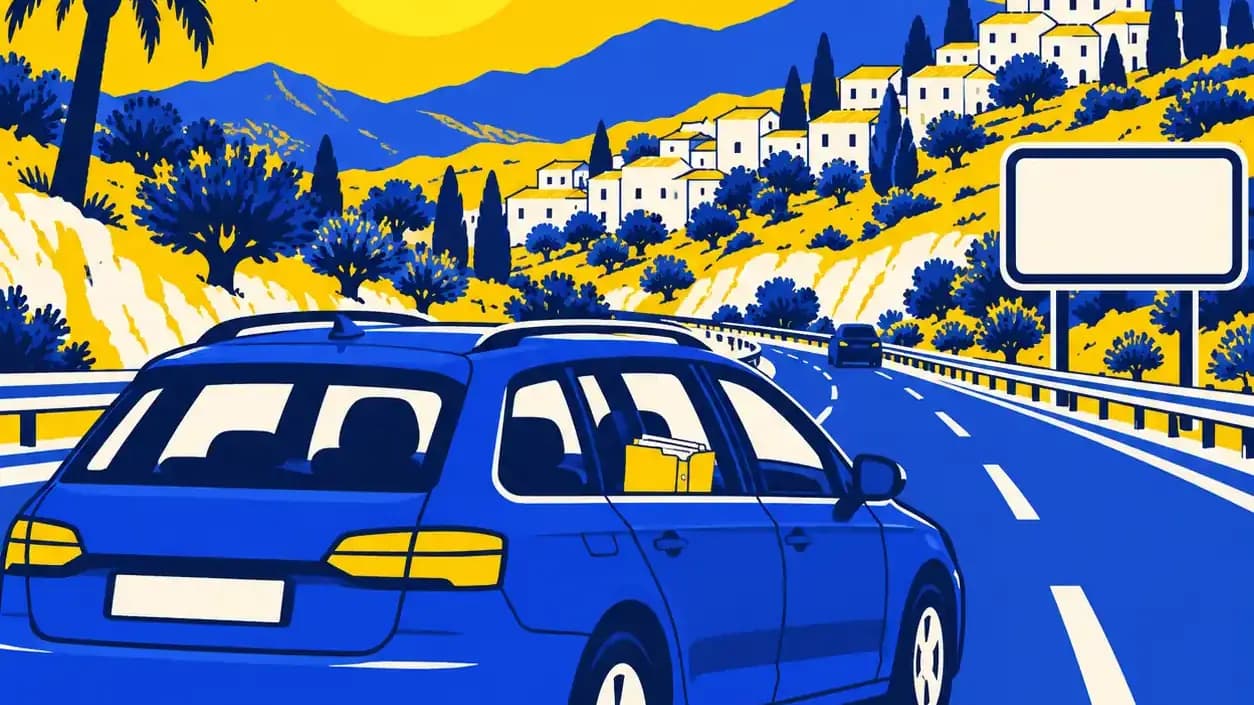 Un coche familiar circula por una autopista hacia el sur bajo el sol