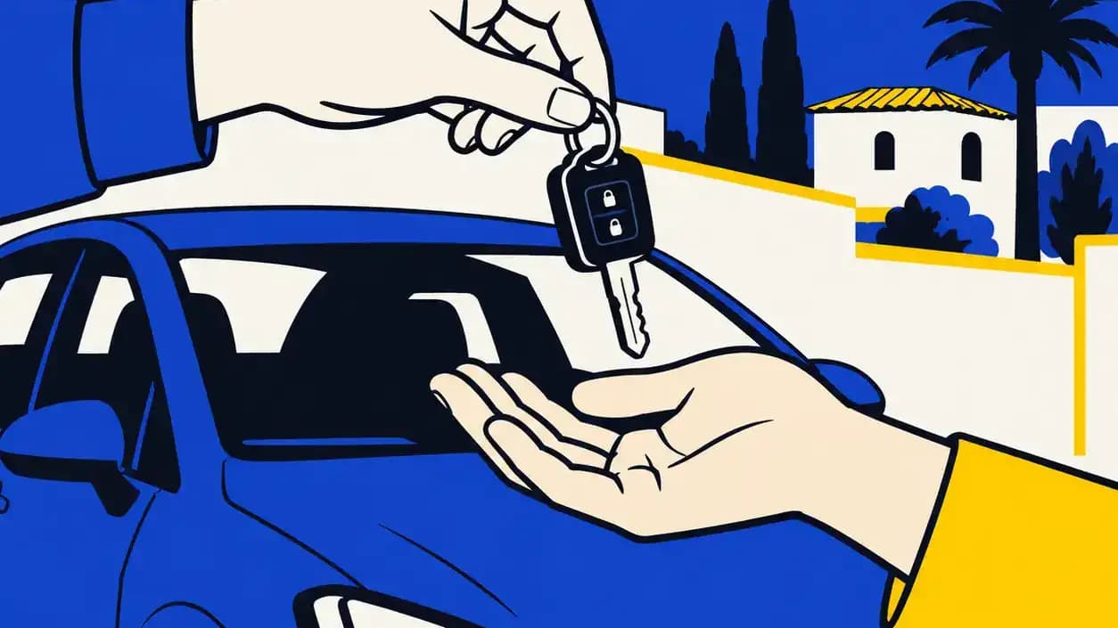 Una mano entrega las llaves del coche a otra