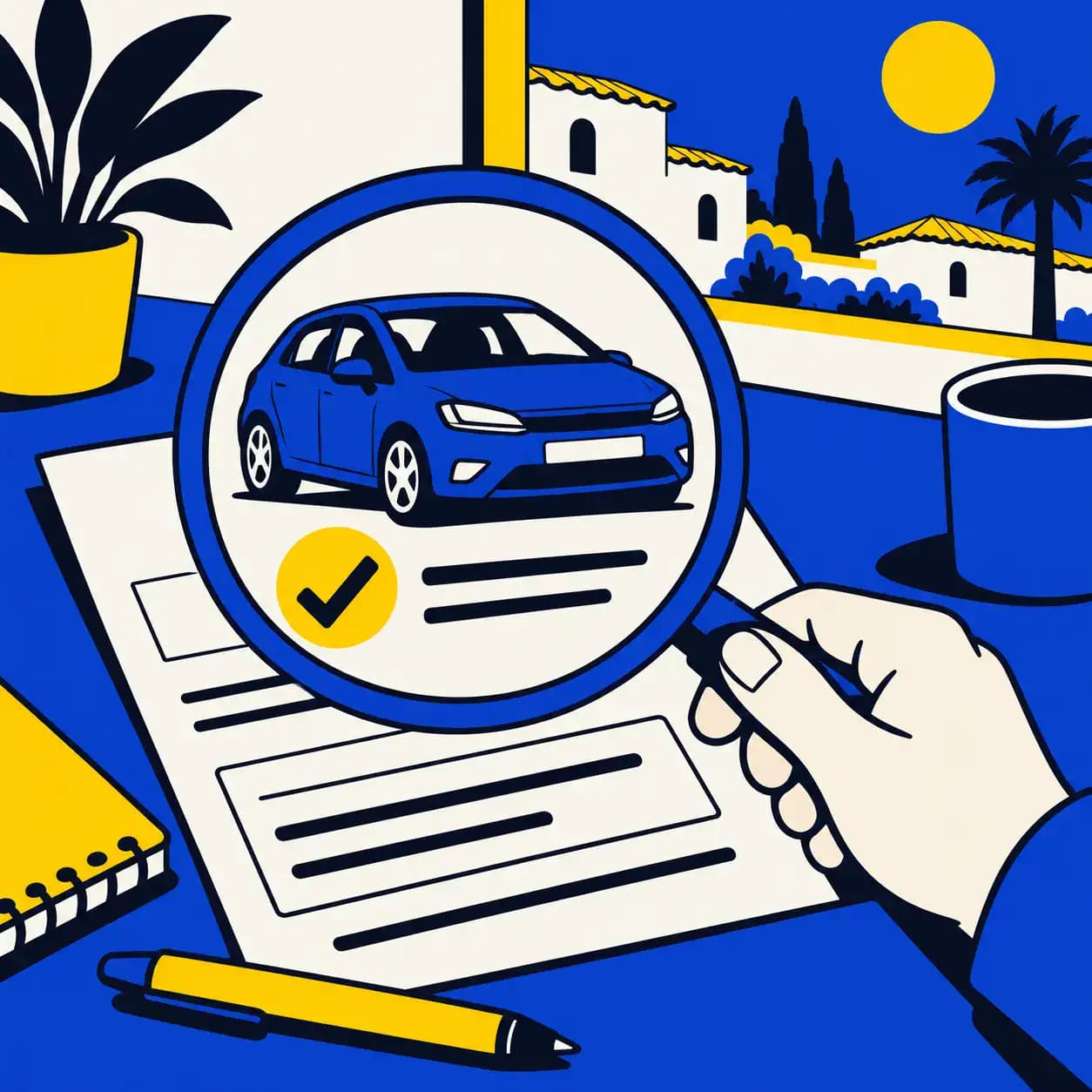Una lupa sobre el permiso de circulación de un coche